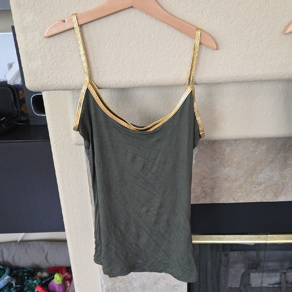 Olive Green Camisole with Gold Trim